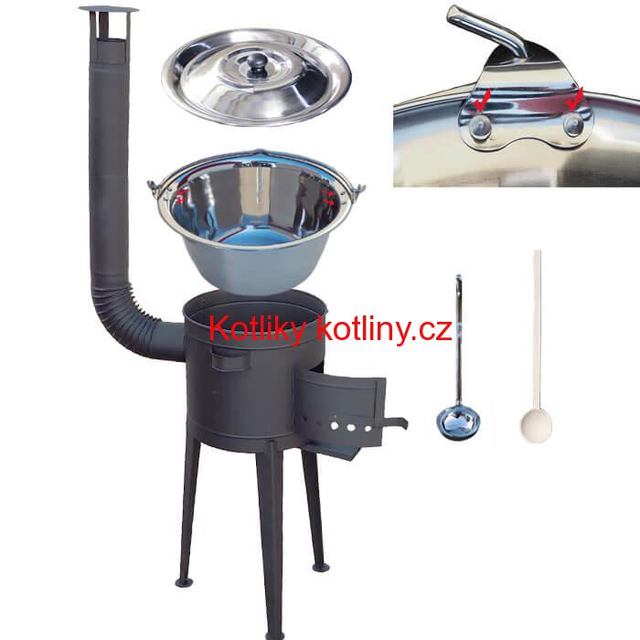 Nerezový kotlík 30 L (0,8 mm) s nýty + vysoká kotlina 45 cm PLUS 600