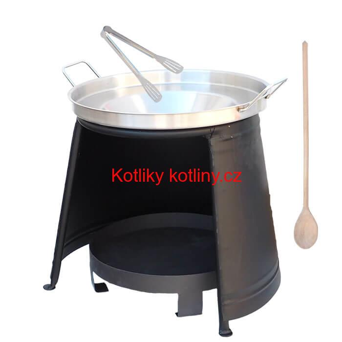 Nerezová pánev + chránič plamene a ohniště