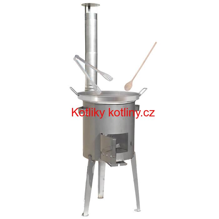 Nerezová pánev na grilování + nerezová kotlina 36 cm