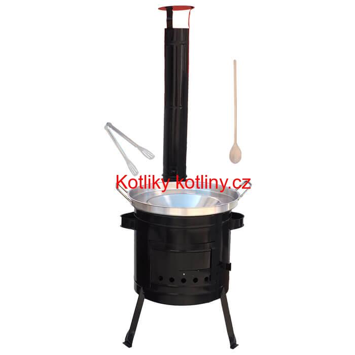 Nerezová pánev na grilování + kovová kotlina 36 cm