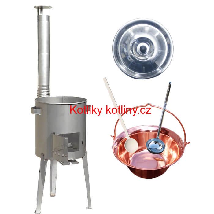 Měděný kotlík 14 L (1,2 mm) + nerezová kotlina 36 cm LUXUS