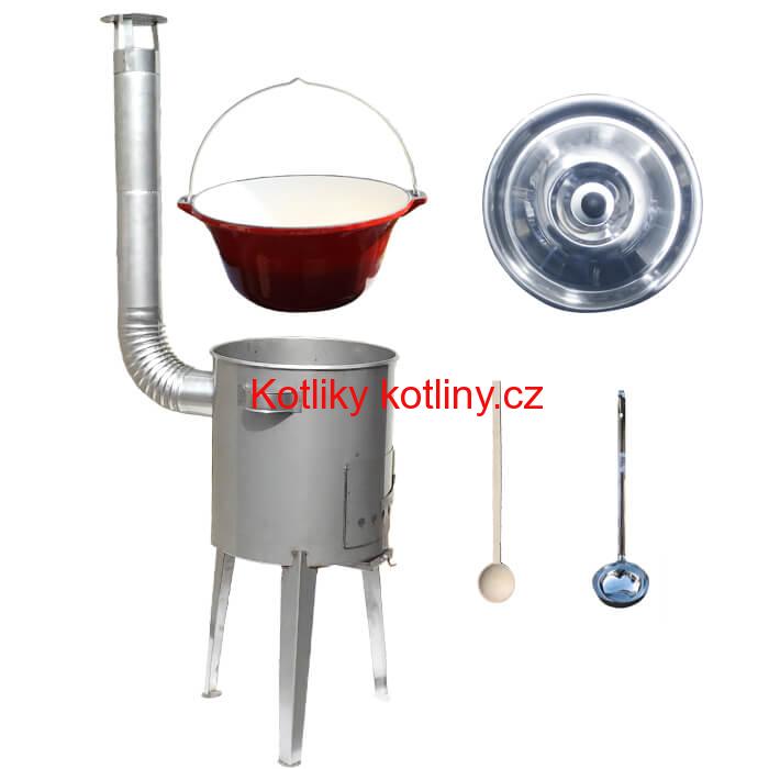 Litinový kotlík 16 L + nerezová kotlina a naběračka LUXUS