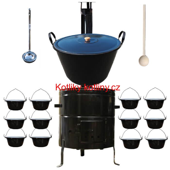 Smaltovaný kotel 60 L + servírovací kotlíky (12 ks) BIG PARTY
