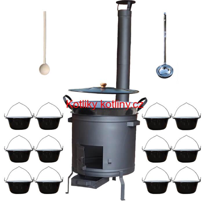 Smaltovaný kotel 50 L + servírovací kotlíky (12 ks) PLUS 600