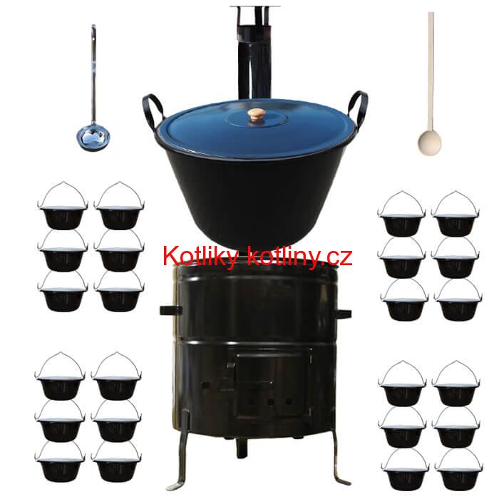 Smaltovaný kotel 80 L + servírovací kotlíky (24 ks) BIG PARTY