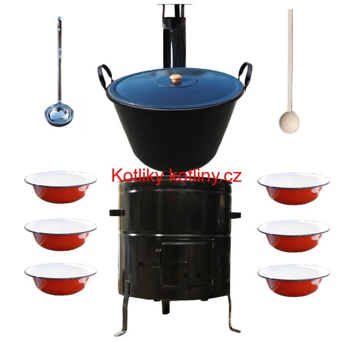 Smaltovaný kotel 50 L + smaltované talíře 6 ks BIG PARTY