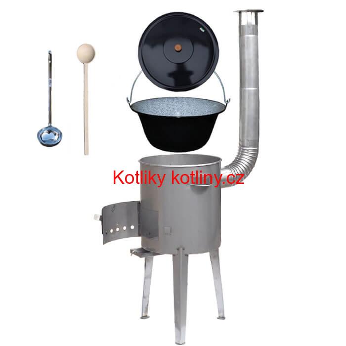 Smaltovaný kotlík 30 L + nerezová kotlina 45 cm LUXUS