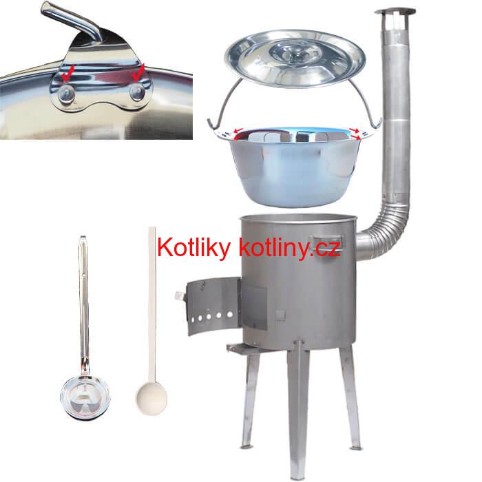 Nerezový kotlík (Zesílený) 30 L + nerezová kotlina 45 cm LUXUS