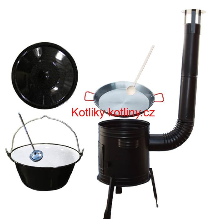 Paella ocelová pánev 42 cm se smaltovaným kotlíkem 16 L (1,2 mm) a kotlinou