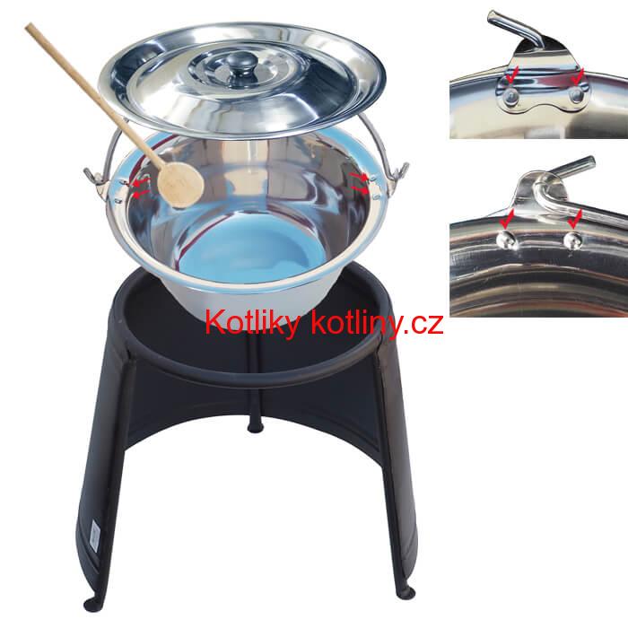 Nerezový kotlík 20 L (0,8 mm) s nýty + chránič plamene