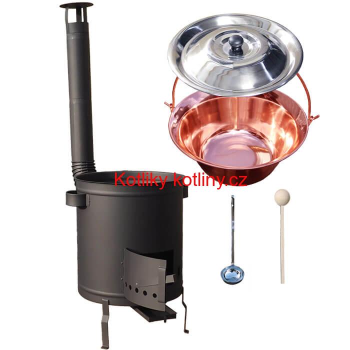 Měděný kotlík 30 L (1,2 mm) + silnostěnná (1,5 mm) a žáruvzdorná kotlina 45 PLUS 600