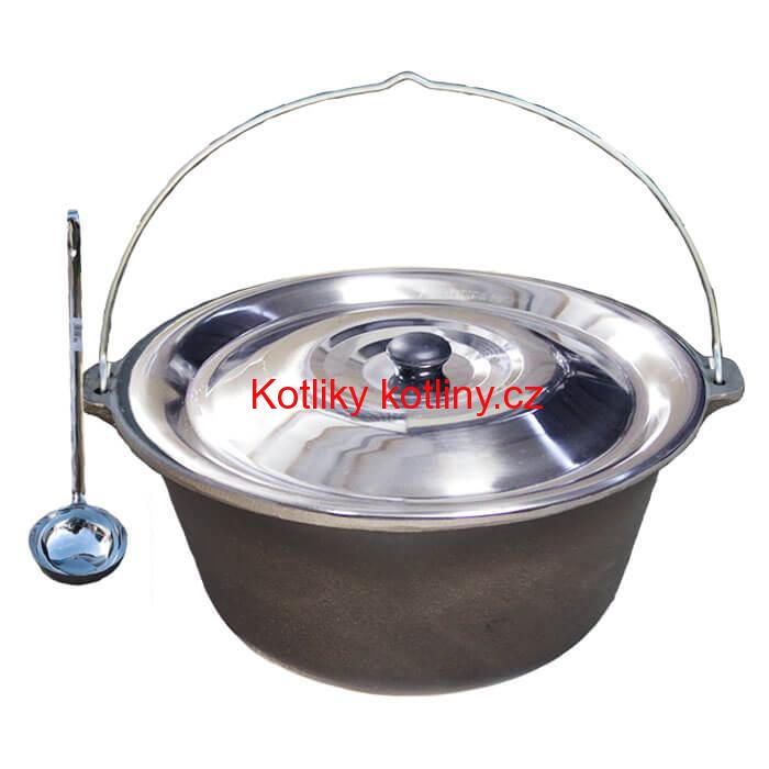Litinový kotlík 10,8 L + nerezová poklice