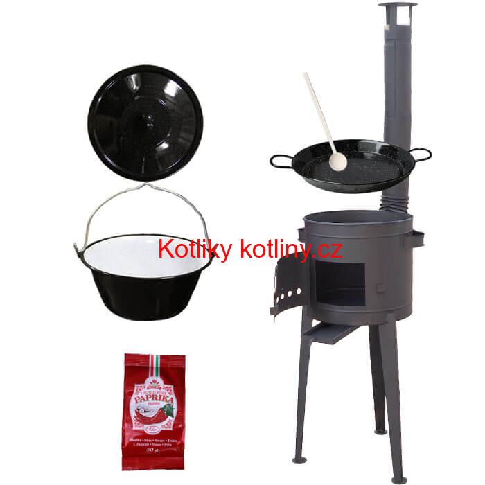 Smaltovaný kotlík 13 L + Paella smaltovaná pánev + vysoká žáruvzdorná kotlina 36 cm PLUS 600