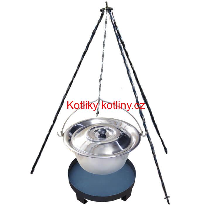 Nerezový kotlík 14 L (0,8 mm) + Ohnisko + stojan 1,2 m