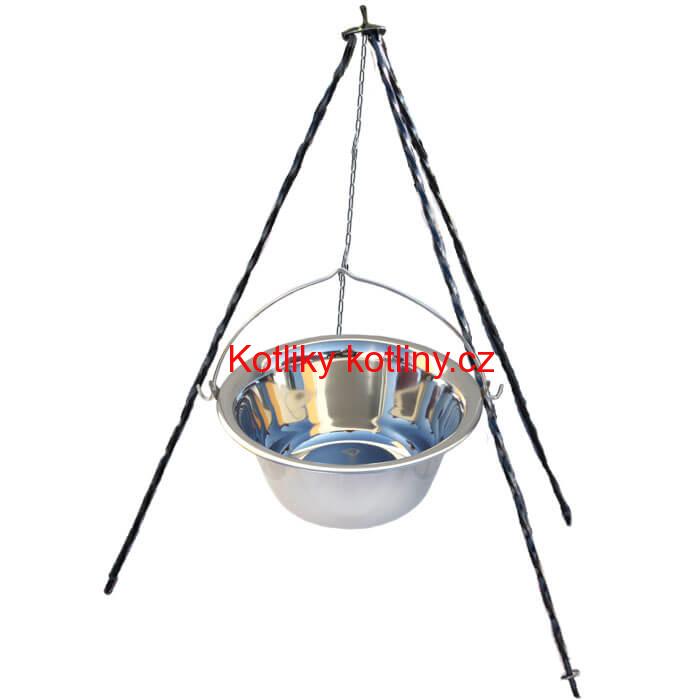 Nerezový kotlík (INOX 0,8 mm) 10 L + trojnožka 1 m