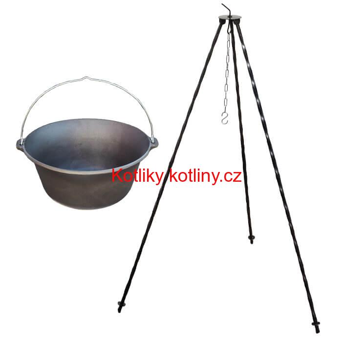 Litinový kotlík 7,2 L + trojnožka 1 m