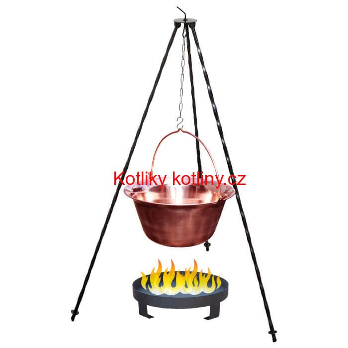 Měděný kotlík 10 L (1,2 mm) + trojnožka 1,2 m + ohniště 36 cm