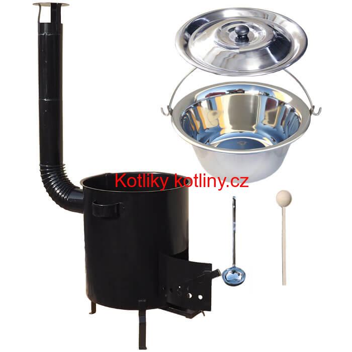 Nerezový kotlík 30 L (1,2 mm) + hrubostěnná (1,5 mm) kovová kotlina 45 STRONG