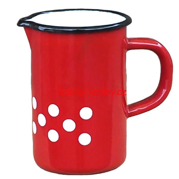 Smaltovaný hrnek s ouškem 0,5 L - červený, vysoký