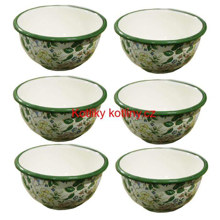 Souprava smaltovaných misek 13 cm 6 ks DECOR