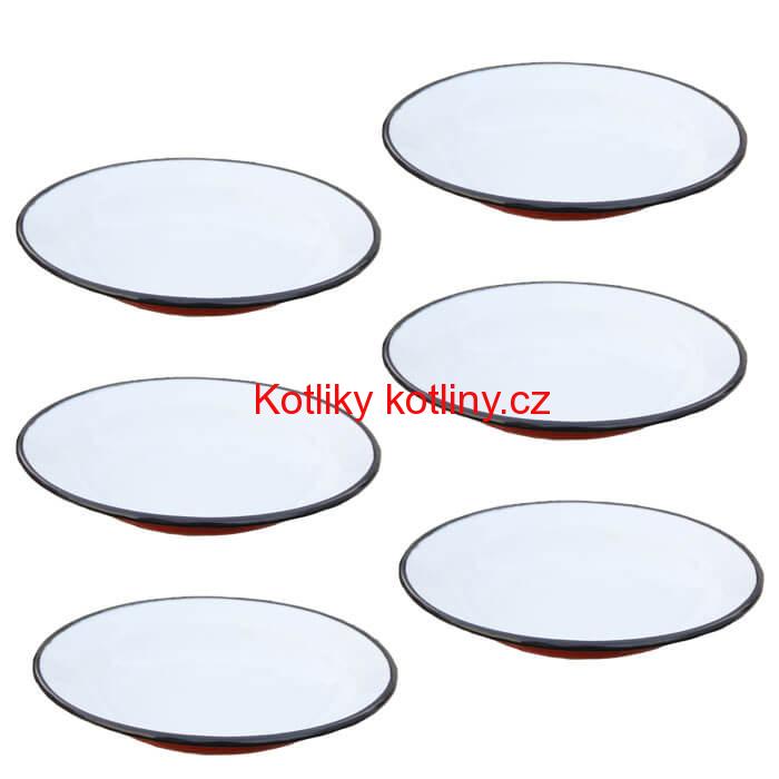 Souprava smaltovaných mělkých talířů 22 cm 6 ks