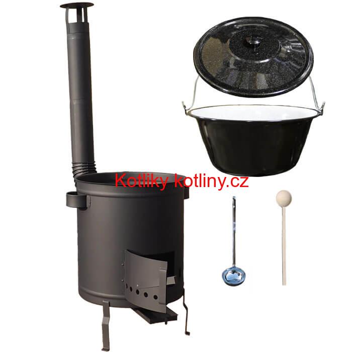 Smaltovaný kotlík 13 L (1,2 mm) + hrubostěnná (1,5 mm) a žáruvzdorná kotlina 36 PLUS 600