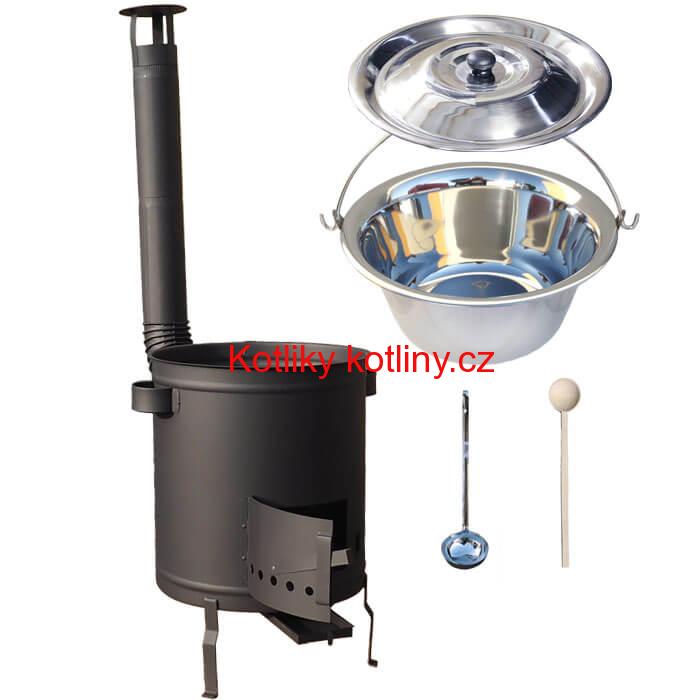 Nerezový kotlík 14 L (0,8 mm) + hrubostěnná (1,5 mm) a žáruvzdorná kotlina 36 PLUS 600