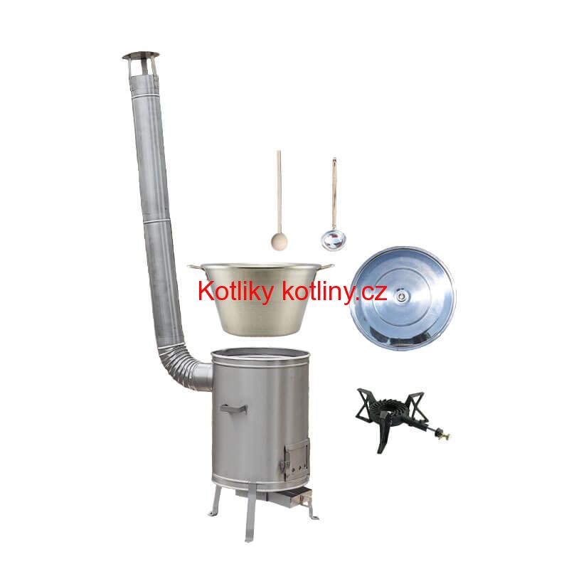 Nerezový kotel 70 L + nerezová kotlina 56 cm LUX + litinový hořák 7 kW BIG PARTY