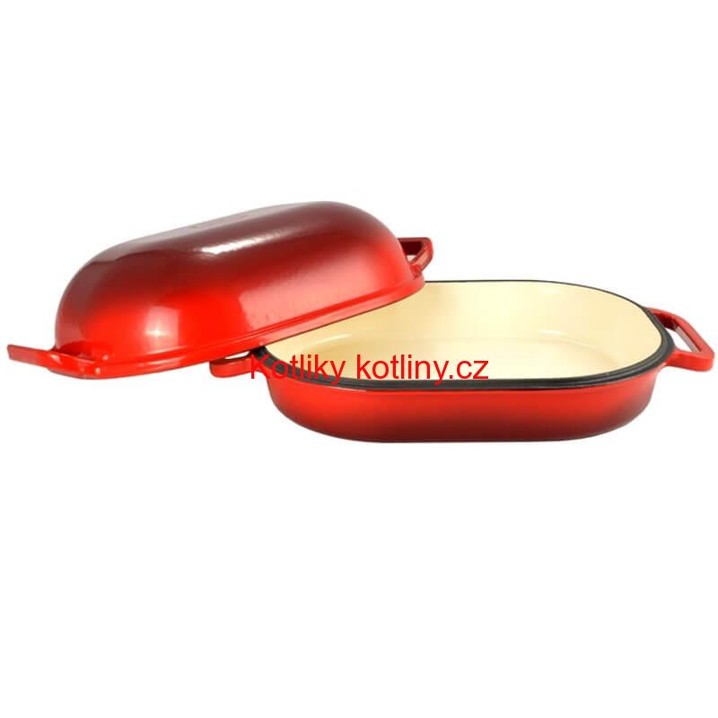 Litinový pekáč s poklicí se smaltovanou úpravou 7 L (KROCAN) RED