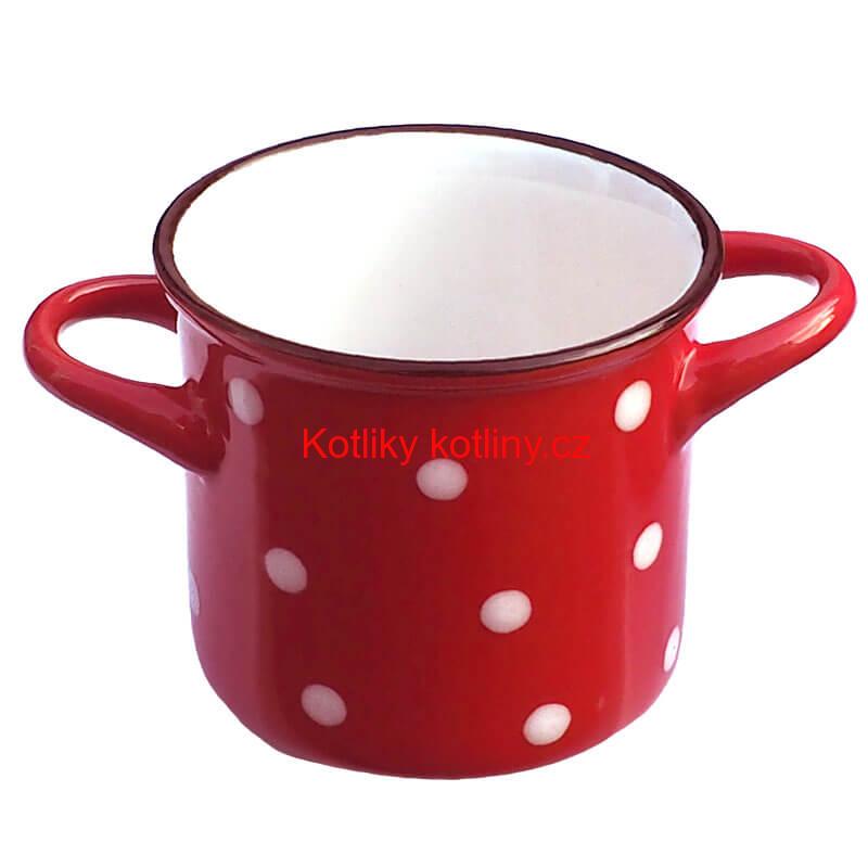 Keramický hrnek na polévku - červený DECOR