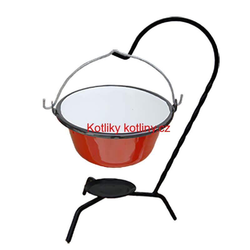 Servírovací kotlík na guláš smaltovaný červený 0,8 l + stojánek