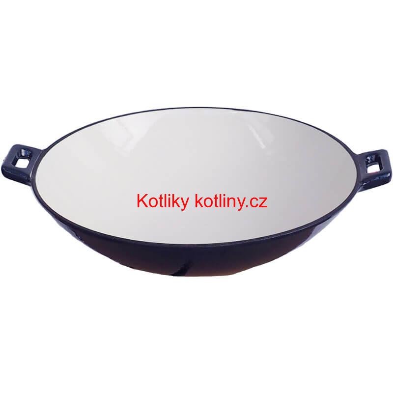 Litinový wok – smaltovaný povrch 37 cm