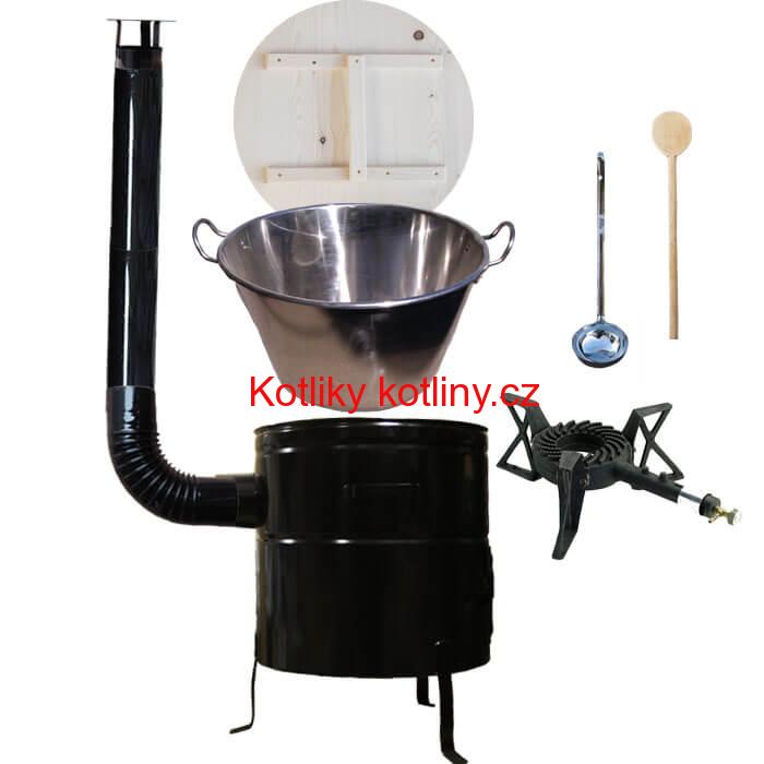 Zabijačkový nerezový kotel 100 L + kovová kotlina 60 cm + litinový hořák