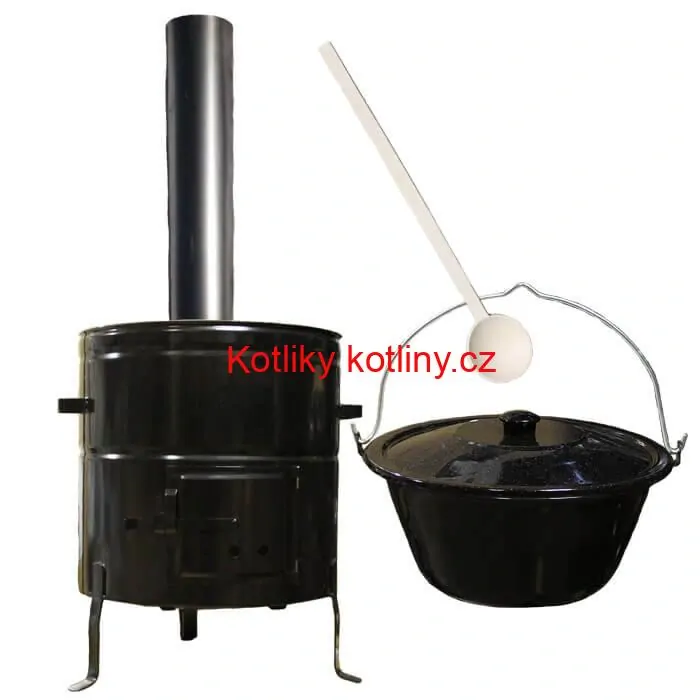 Smaltovaný kotlík 30 L (1,2 mm) + kovová kotlina 50 CLASSIC (KOV) + kouřovod Max Party