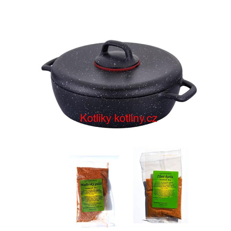 Sada hrnců s poklicí + pánev + pepř Classic Plus Volkanit