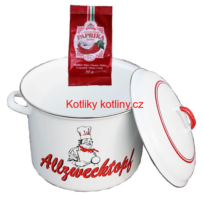 Smaltovaný hrnec s poklicí 13 L kuchař + sladká paprika GURMÁN 50 g