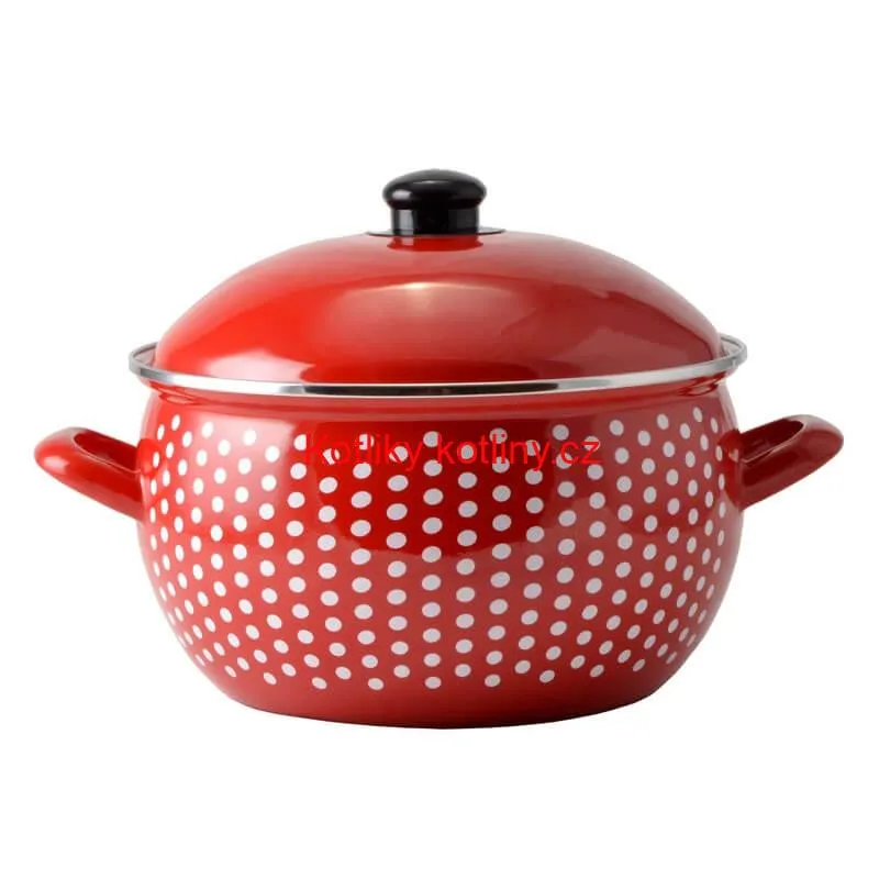 Smaltovaný hrnec 6 l červený 24 cm (tečkovaný)