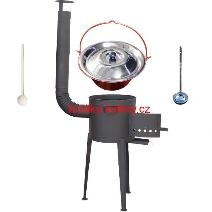 Měděný kotlík 20 L (1,2 mm) + vysoká žáruvzdorná kotlina (1,5 mm) HODO 42 cm PLUS 600 + vařečka + naběračka