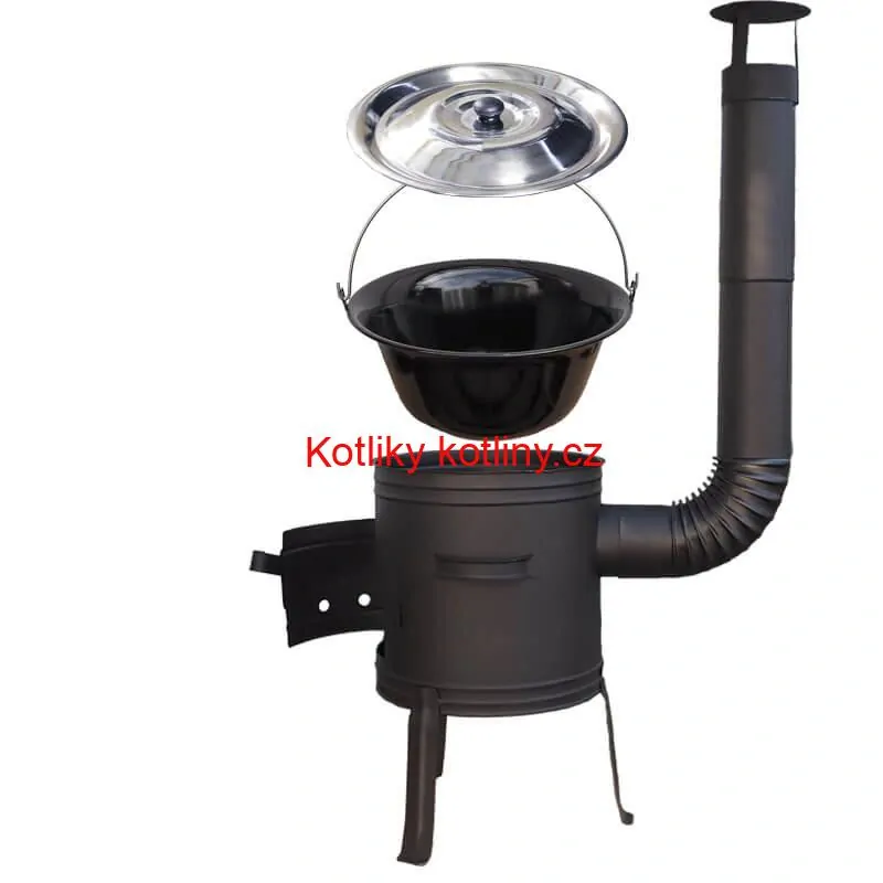 Smaltovaný kotlík 11 L BLACK + nerezová poklice INOX + žáruvzdorná kotlina 33 cm Plus 700