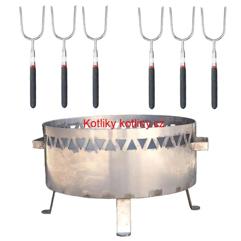 Přenosné ohniště nerezové (1,5 mm) FIFO + Vidličky na opékání teleskopické 6 ks