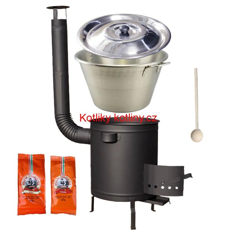 Nerezový kotel 40 L + Hrubostěnná kotlina 45 cm (1,5 mm) STRONG Plus 600 + paprikové koření na guláš