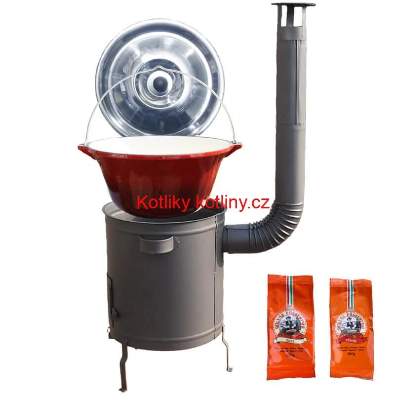 Litinový kotlík se smaltovanou úpravou 22 L + žáruvzdorná kotlina 42 cm (1,5 mm) STRONG + paprikový pepř na guláš - MIX 100 g