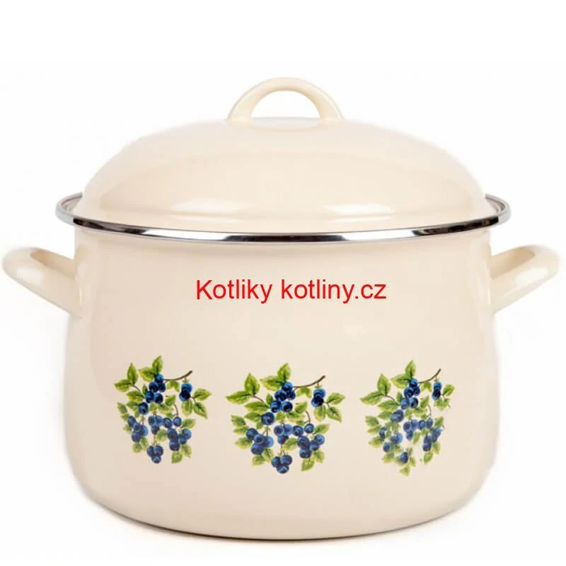 Smaltovaný hrnec s květinovým vzorem – Trnky 3 l + poklice