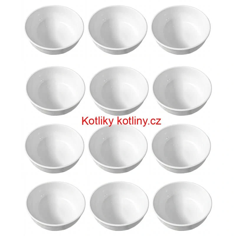 Sada 12 ks: Prémiové bílé misky s kamennou strukturou (750 ml)