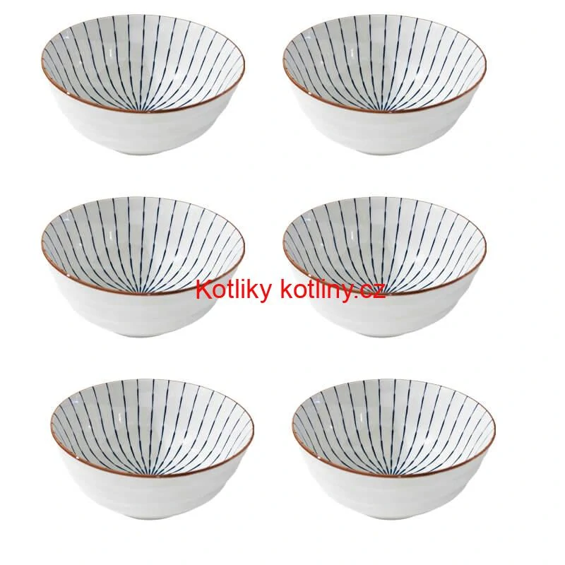 Sada 6 ks velkých keramických misek na guláš a polévky, 1 litr