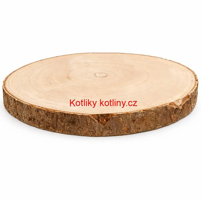 Dřevěný podnos z přírodního plátku dřeva s kůrou Ø 20–24 cm