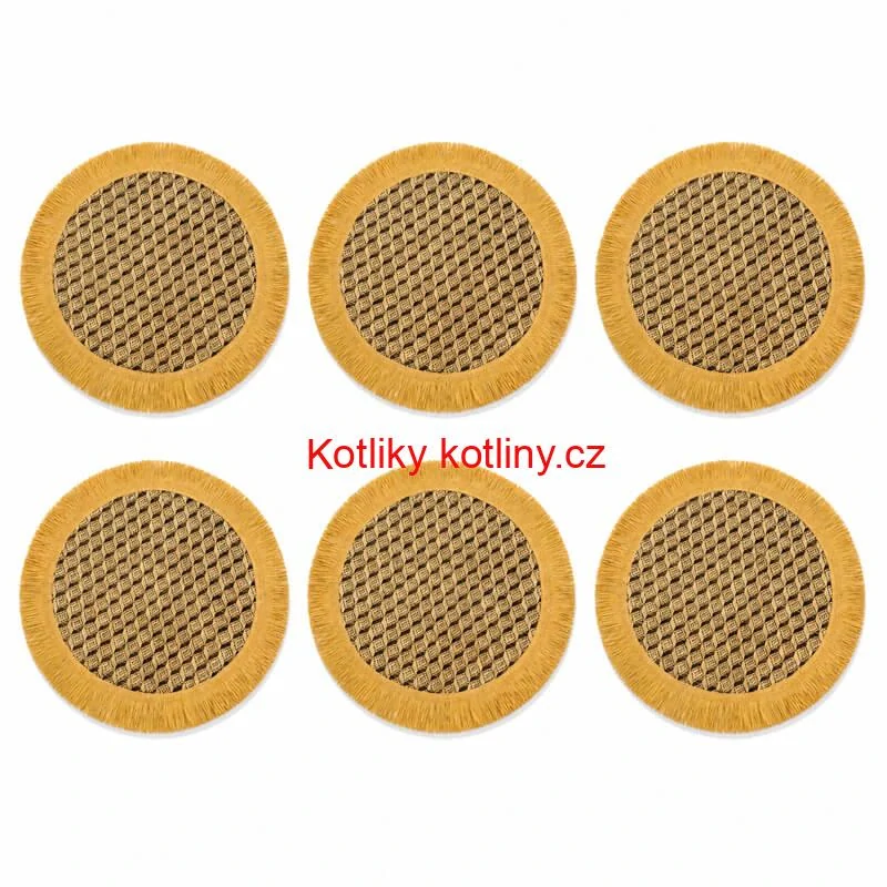 Přírodní podložky pod talíř se třásněmi 37 cm, 6 ks