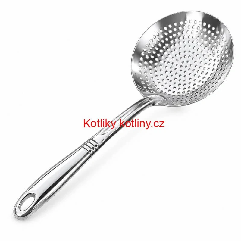 Nerezová děrovaná naběračka – sítko 19 cm, 48 cm