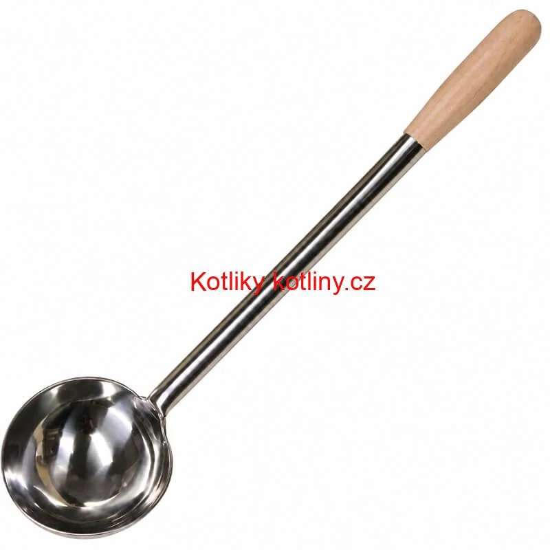 Nerezová naběračka 250 ml s dřevěnou rukojetí – délka 51,5 cm
