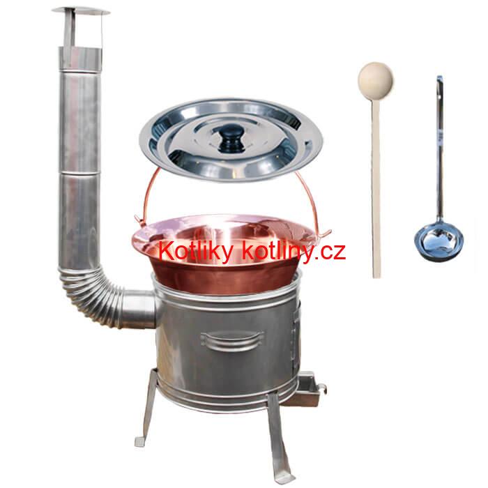Měděný kotlík 30 L + nerezová kotlina 45 cm TOPLUX